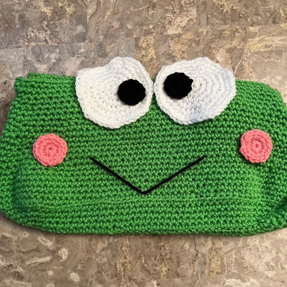 Hand Crocheted Multipurpose Keroppi Pouch